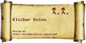 Kloiber Kolos névjegykártya